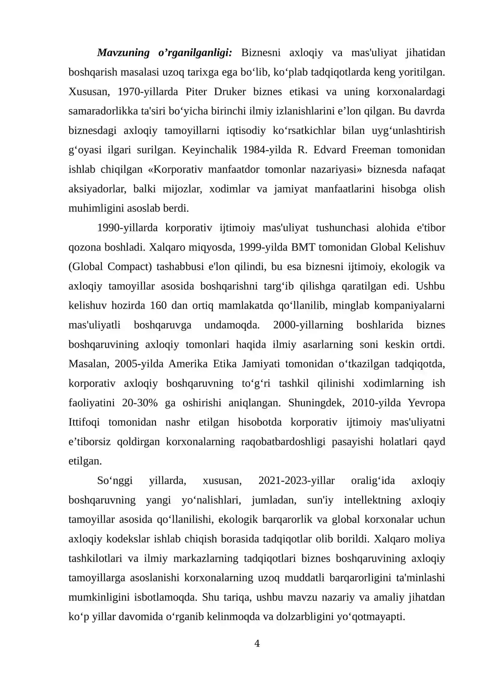 Biznesni axloqiy va mas'uliyat jihatidan boshqarish 4