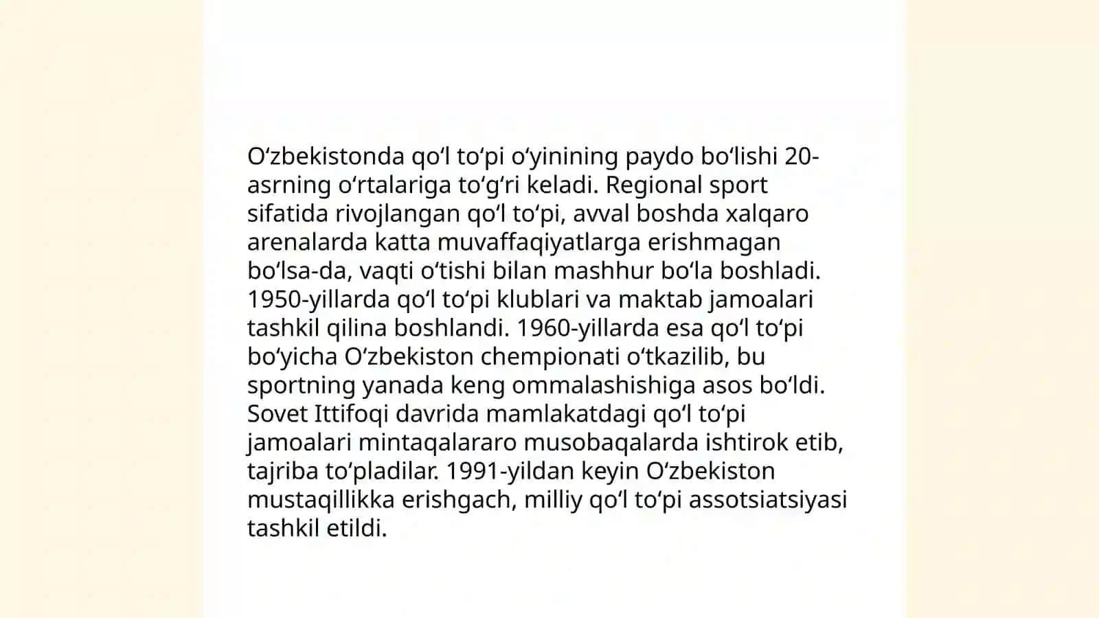 Qõl tõpi õyin qoidalarining rivojlanish tarixi 4