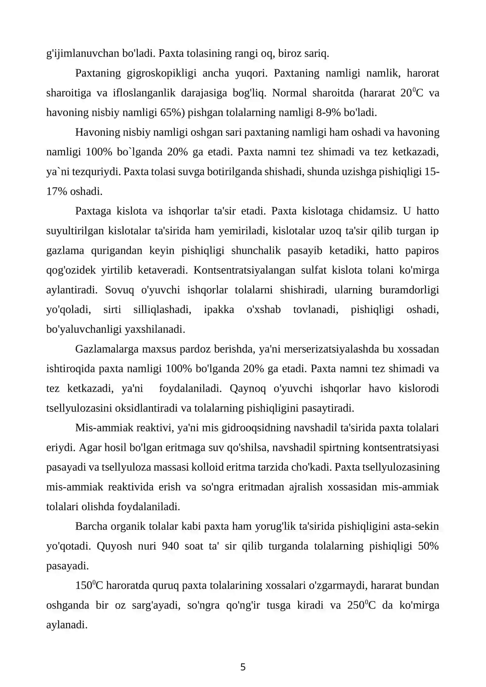 Tabiiy tolalar va ularning asosiy kimyoviy tarkibi 4