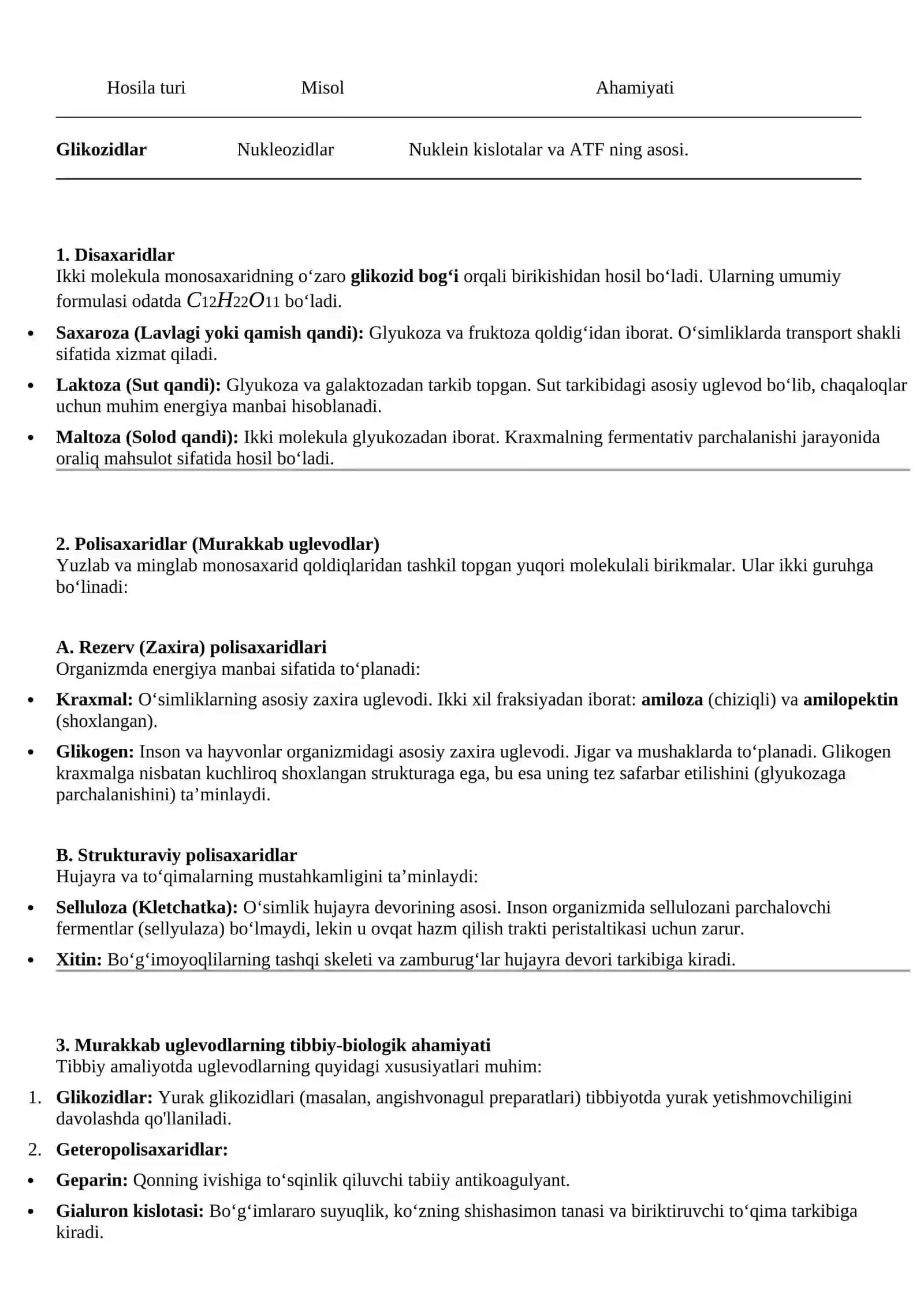 Karbonsuvlar. Monasaxaridlar klassifikatsiyasi 4
