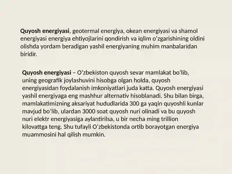 “Yashil energetika”ning rivojlanishiga ta’sir qiluvchi omillar 4