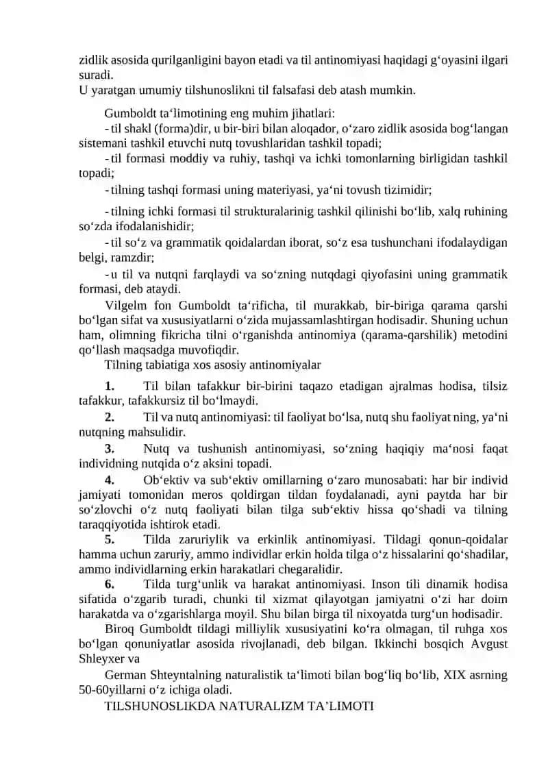 XIX asrda qiyosiy-tarixiy tilshunoslikning vujudga kelishi.V.Gumboldt ta’limoti. 4