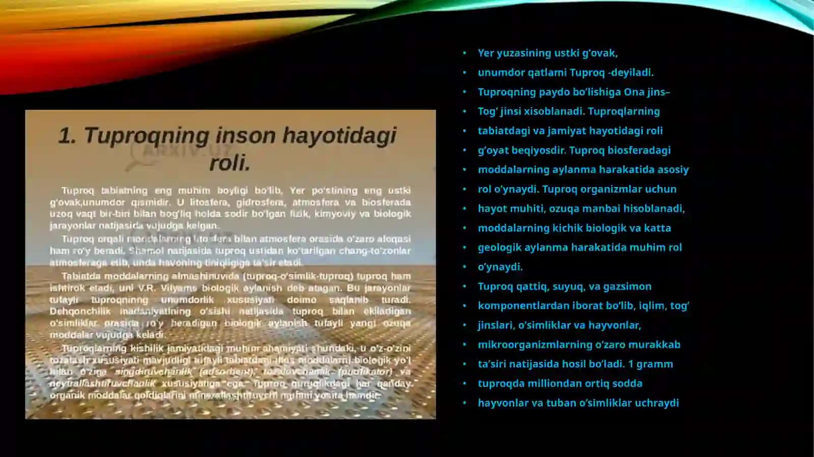 Ekologiya fanidan tayyorlangan mustaqil ishi 4