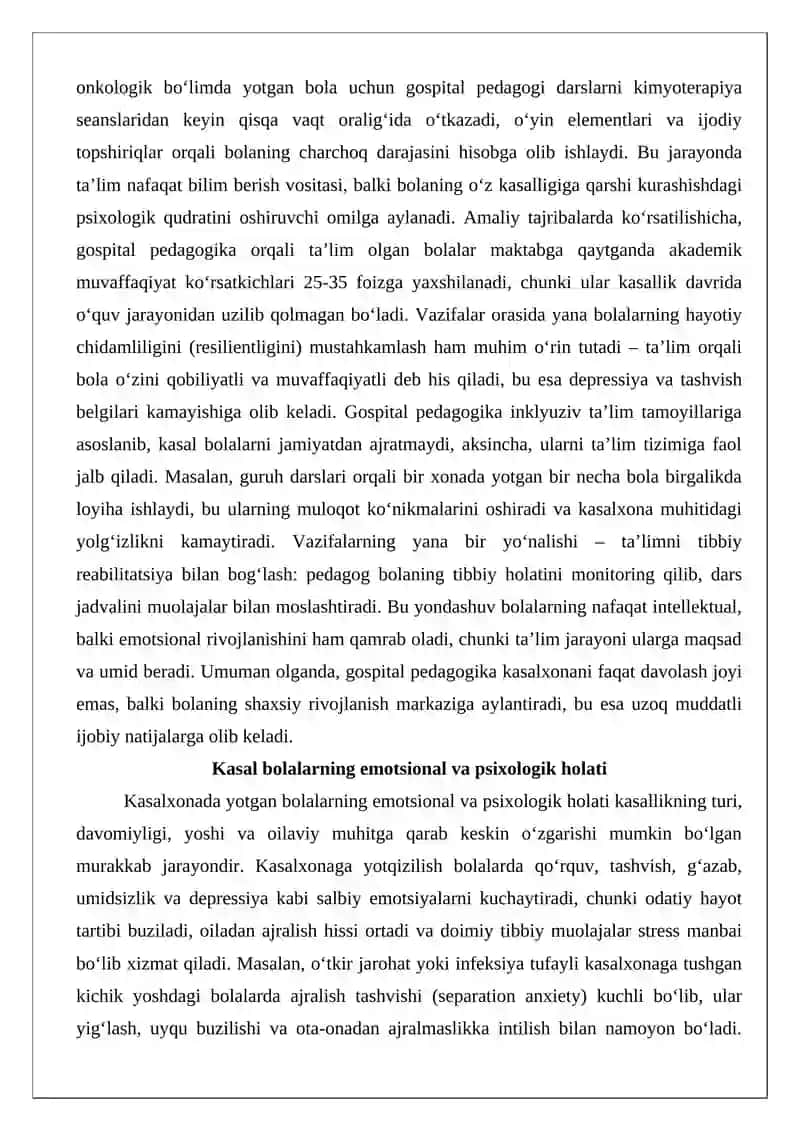 Gospital pedagogikada emotsional-psixologik qo‘llab-quvvatlash strategiyalari 4