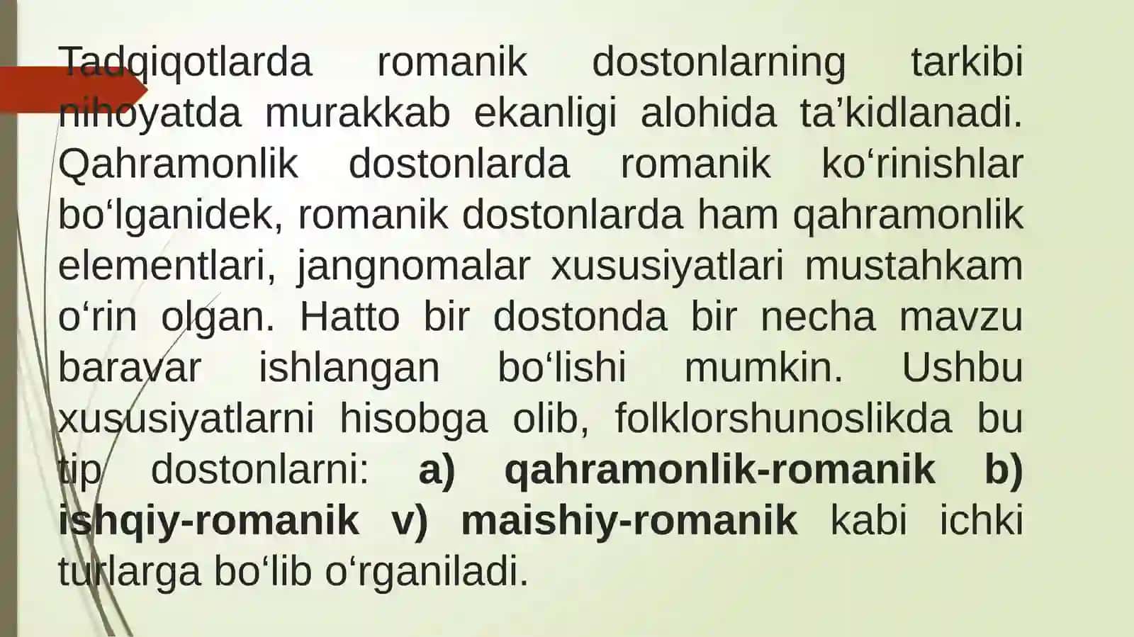 Romanik dostonlarining o‘zigaxosligi 4