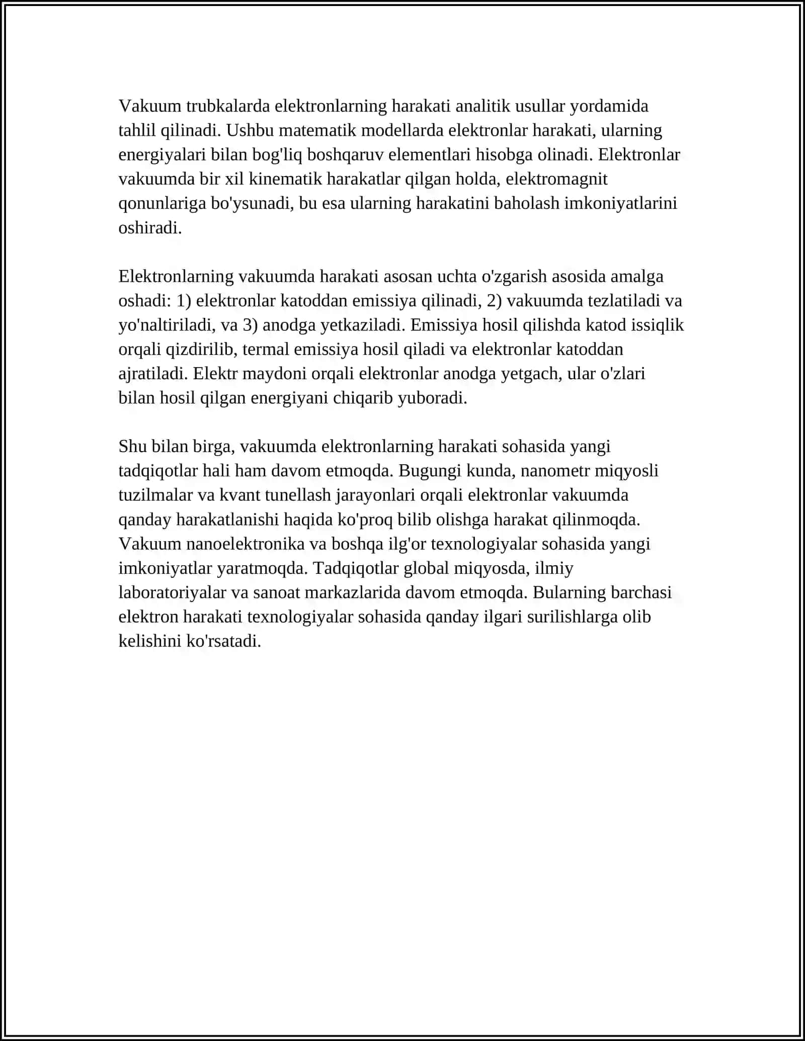 VAKUUMDA ELEKTR TOKI. TERMOELEKTRON EMISSIYA 4