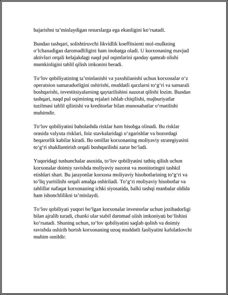 XO‘JALIK YURITUVCHI SUB’EKTLAR TO‘LOV QOBILIYATINI TAHLILI 4