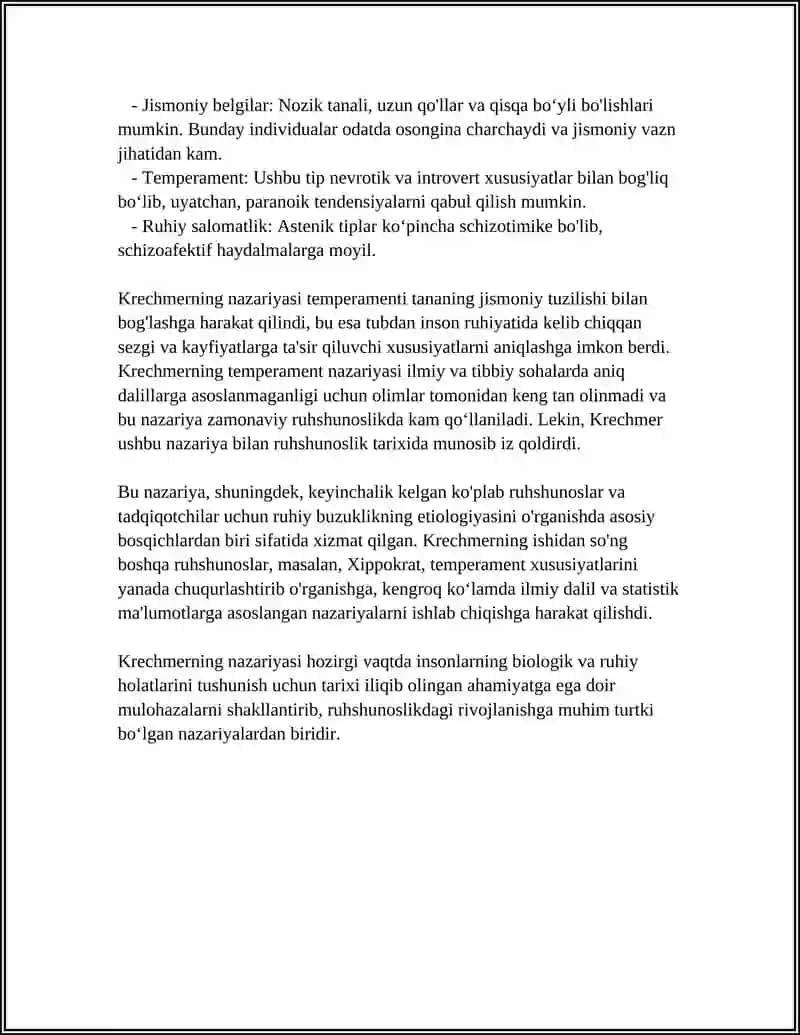 Krechmerning ''TEMPERAMENT" NAZARIYASI 4
