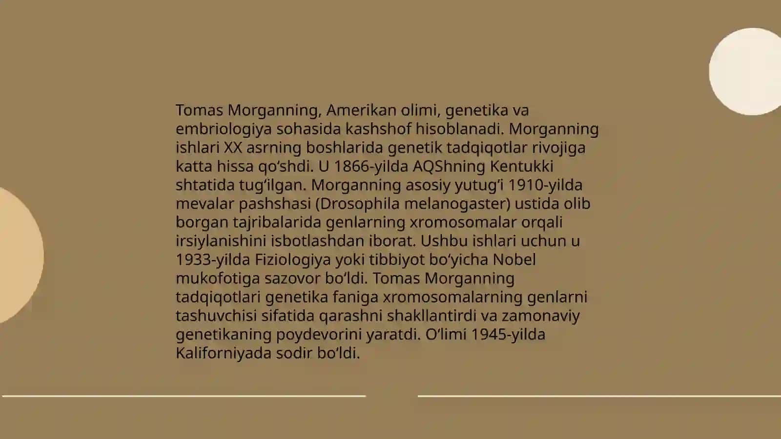 Tomas Morgan va uning genetika sohasiga qoʻshgan hissasi 4