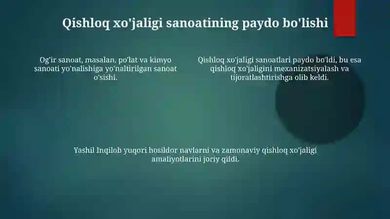 Mustaqillik yillarida qishloq xo'jaligi va sanoat sohasidagi o'zgarishlar 4