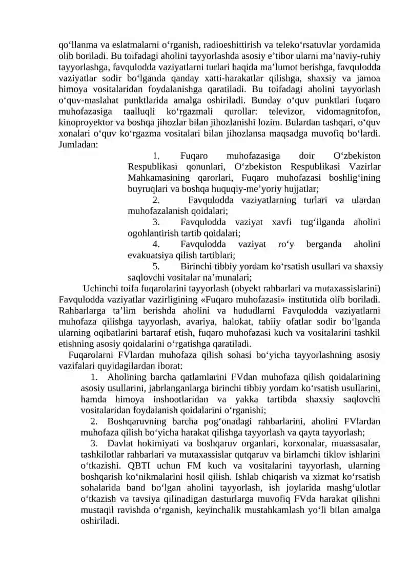 Aholini, moddiy va madaniy boyliklarni xavfsiz xududlarga evakuatsiya qilish 4