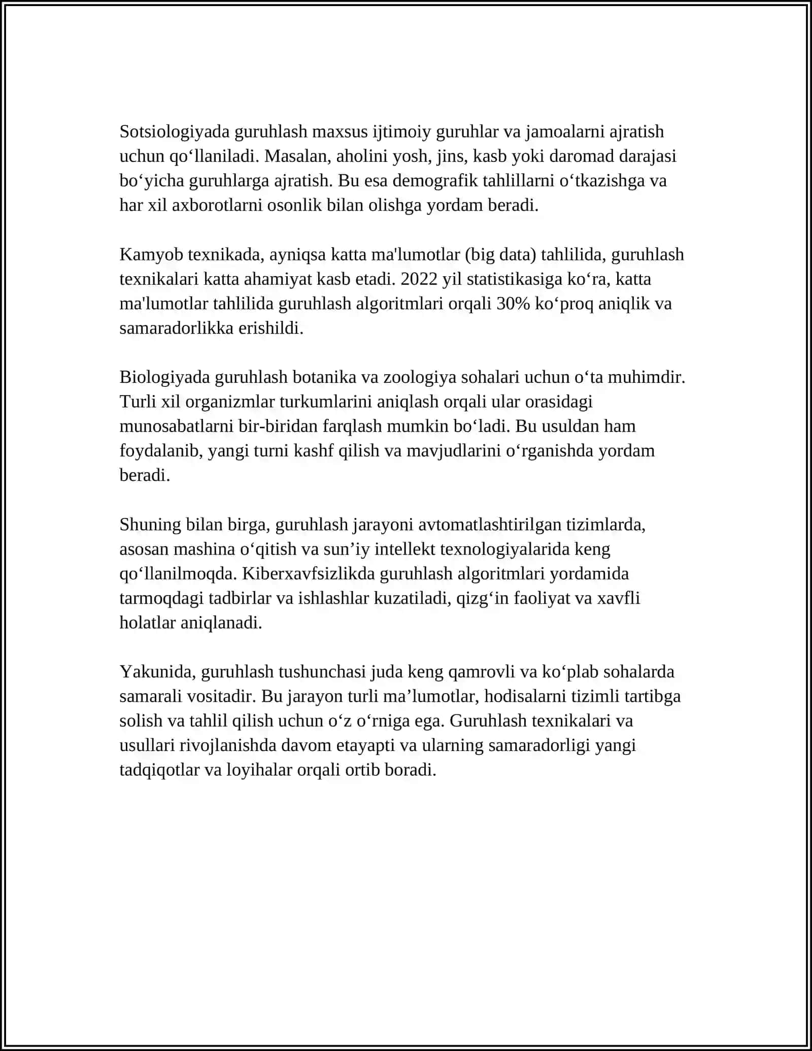 MUSTAQIL ISH Mavzu: GURUHLAEH VA UNING TURLARI 4