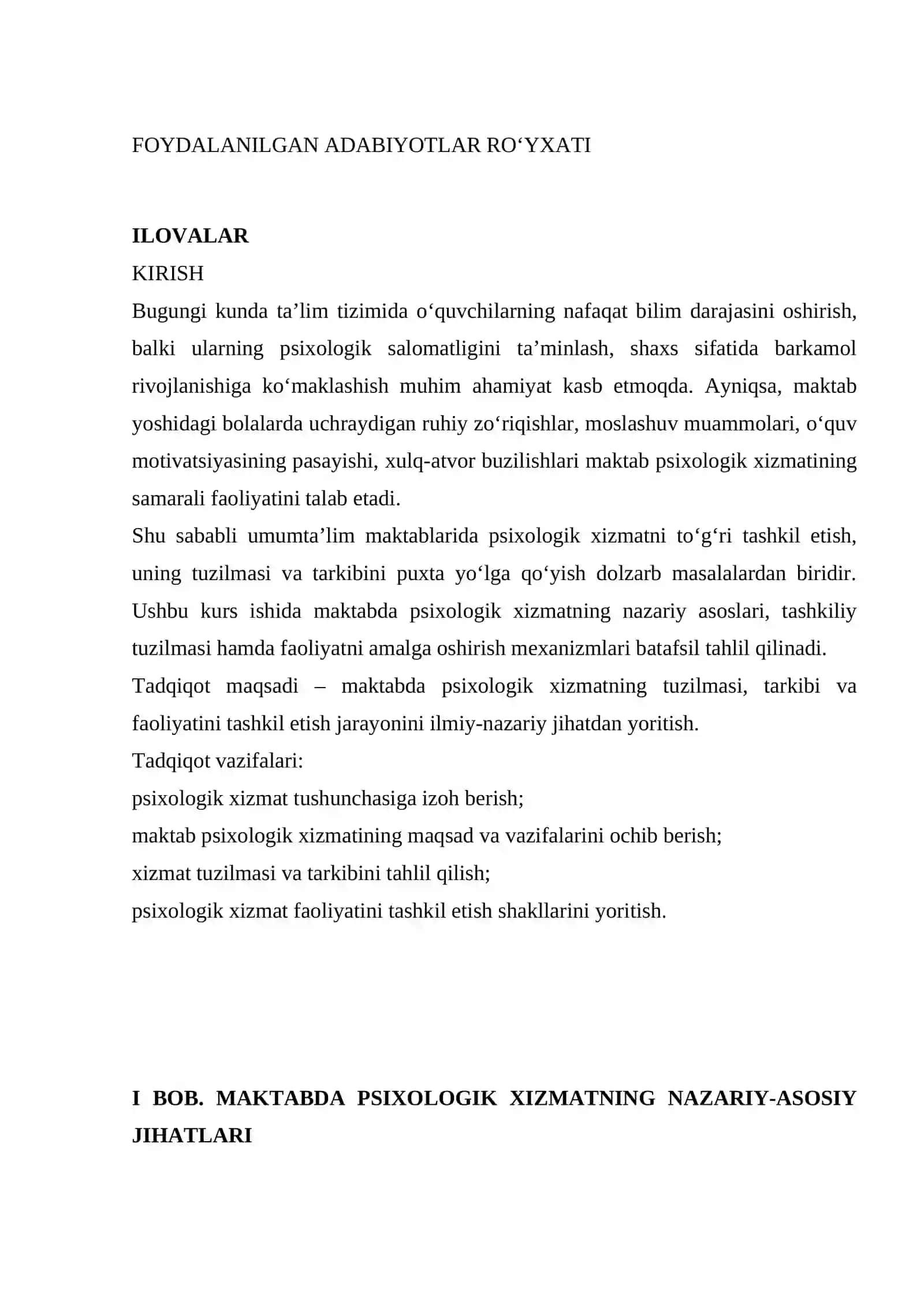 Maktabda psixologik xizmat tuzilmasi, tarkibi va faoliyatini tashkil etish 4