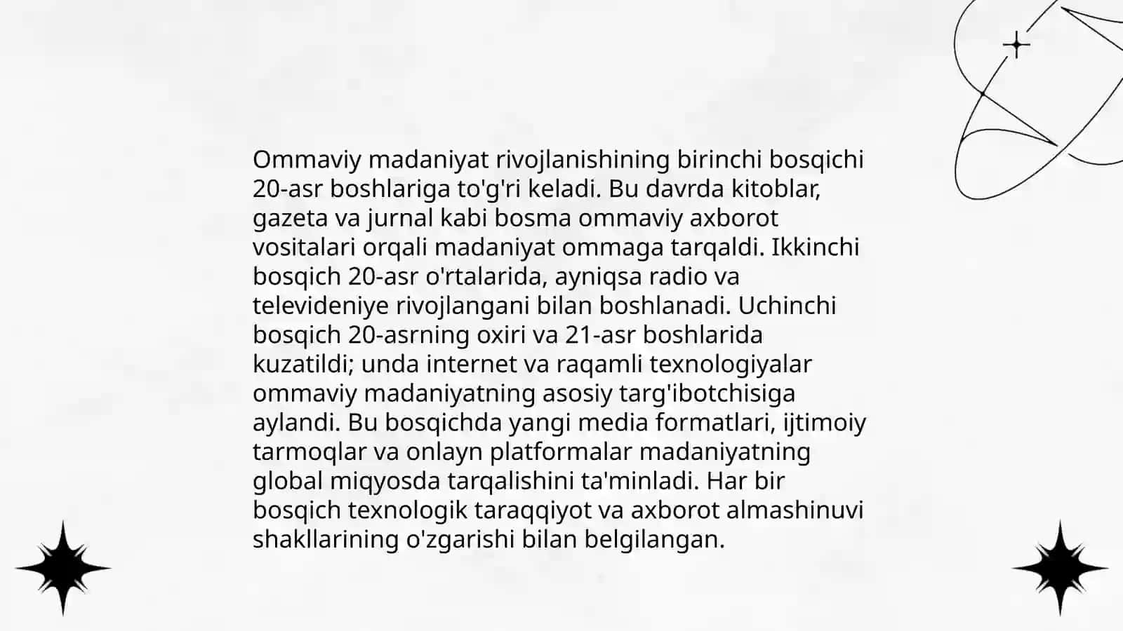Ommaviy madaniyatning shakllanish tarixi 4