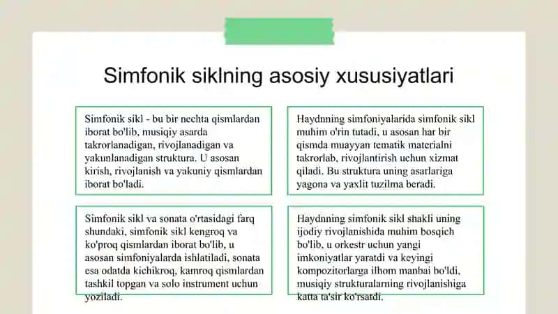 Gaydnning sonata va simfonik siklining shakllanishi 4