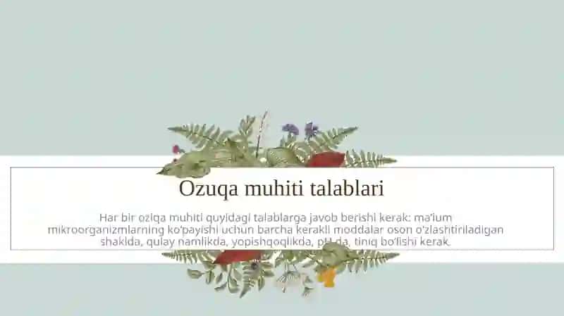 Ozuqa muhitlar va ularni tayyorlash 4