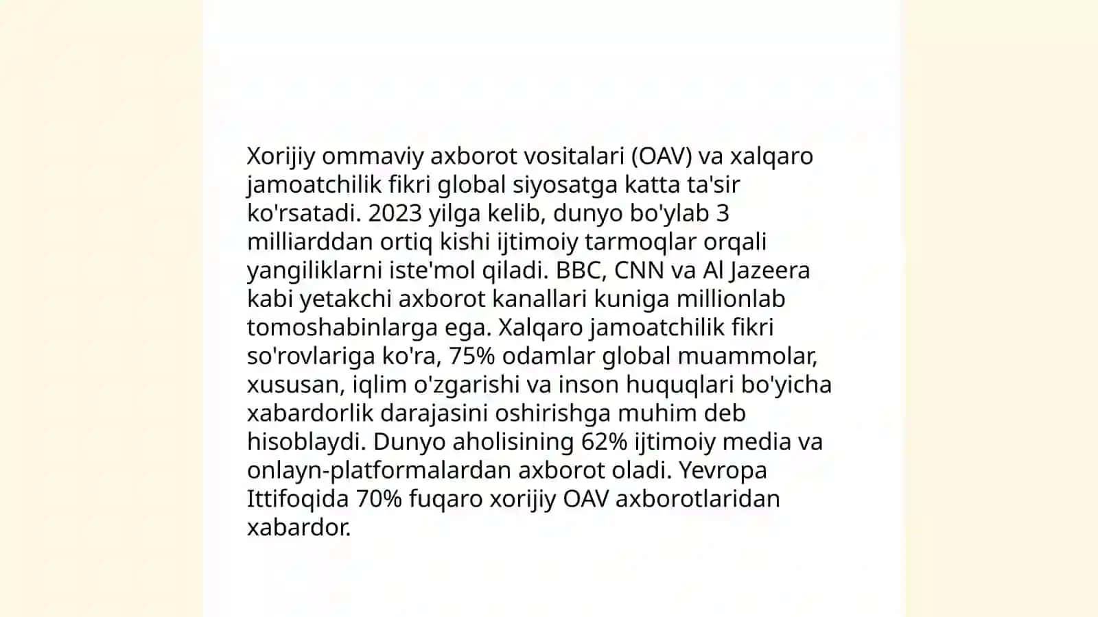 Xorijiy OAV ning media makonidagi o'rni 4
