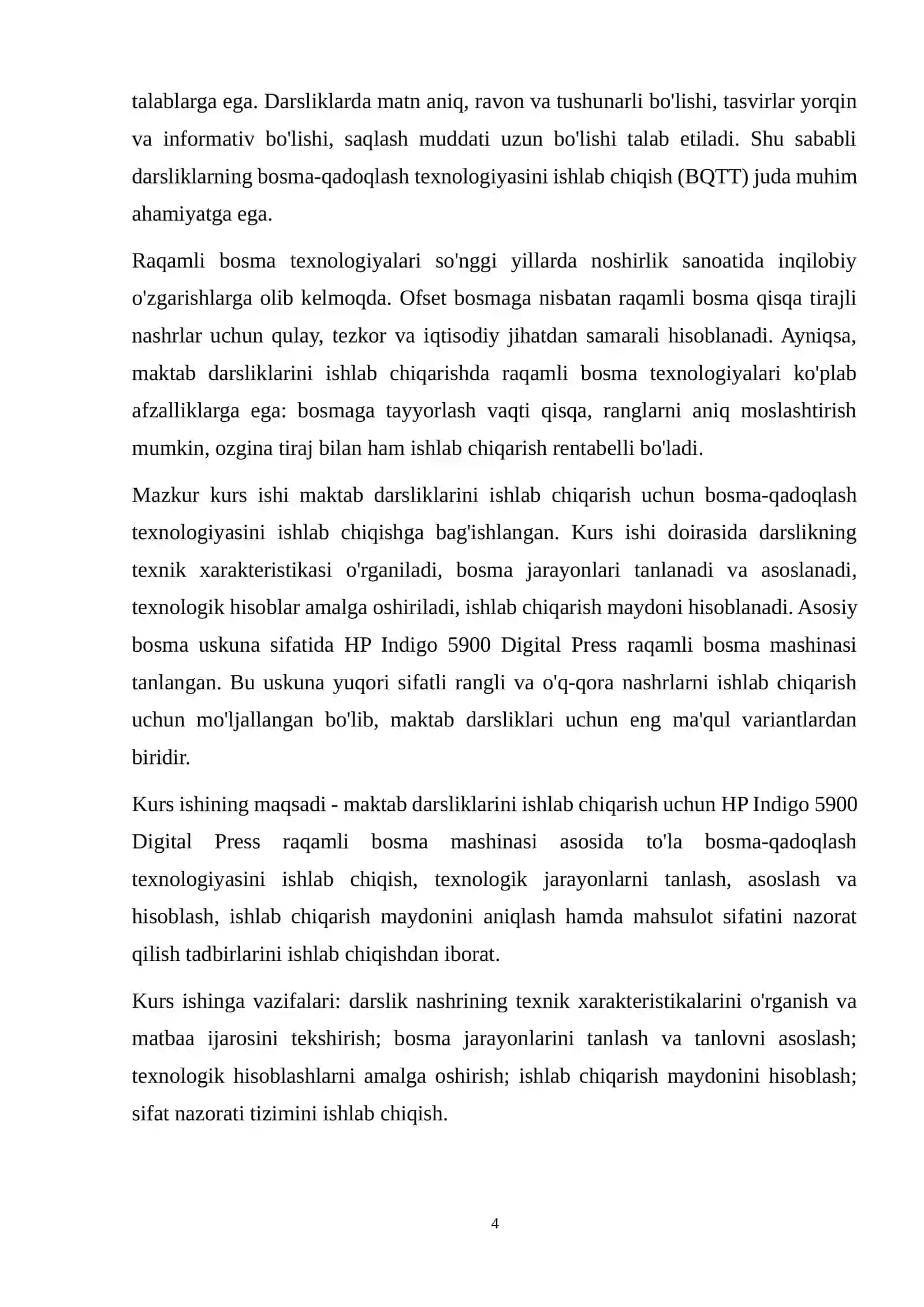 Maktab darsliklari uchun bosma-qadoqlash texnologiyasini ishlab chiqish (BQTT) 4