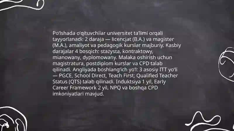 Poʻlsha va Angilya talim tarbiya masalalarining olib borilishi va qiyosiy tahlili 4