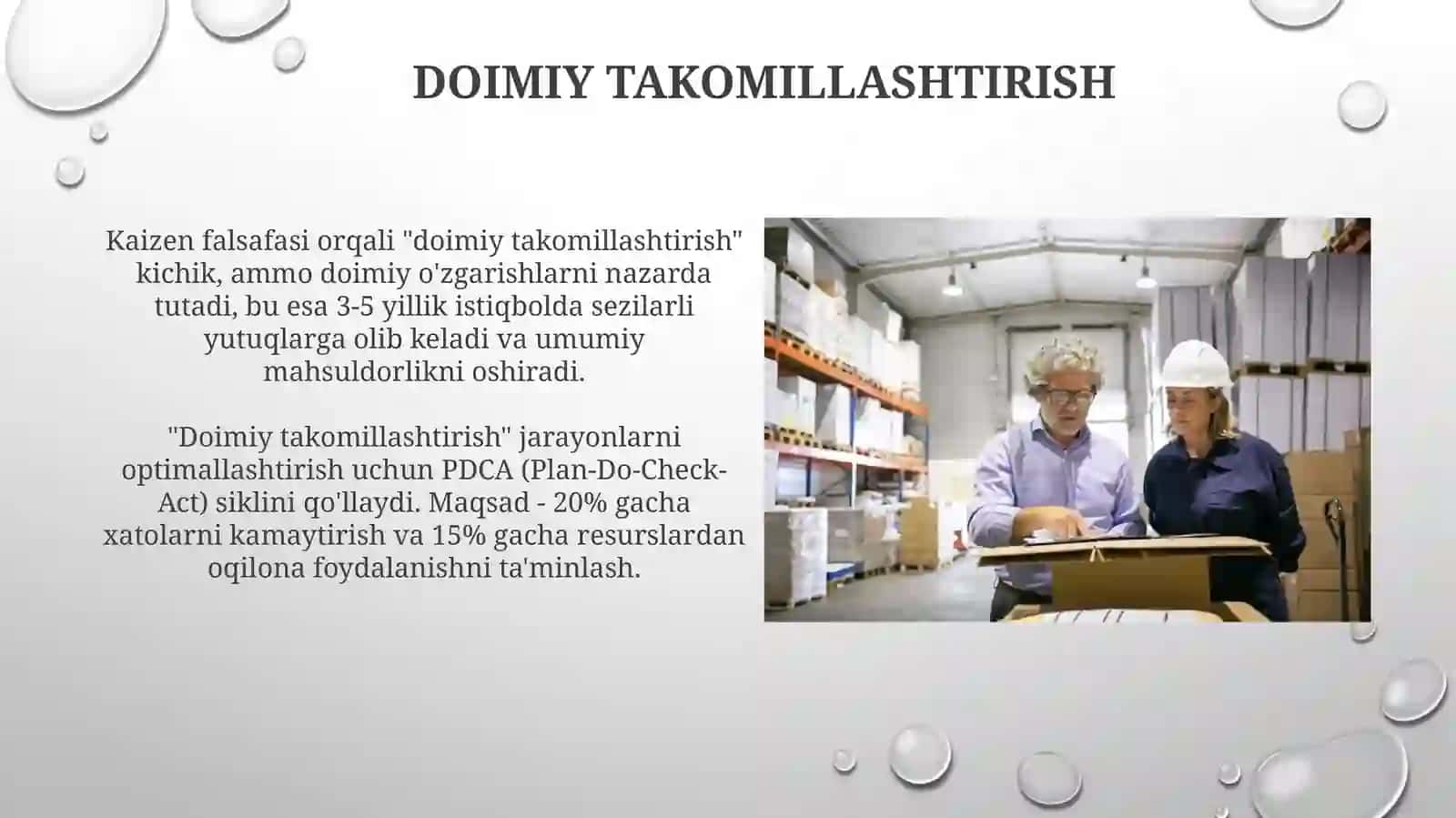 Sochiluvchan komponentlarni tushirish va tashish bo'limini boshqarish va nazorat qilish 4