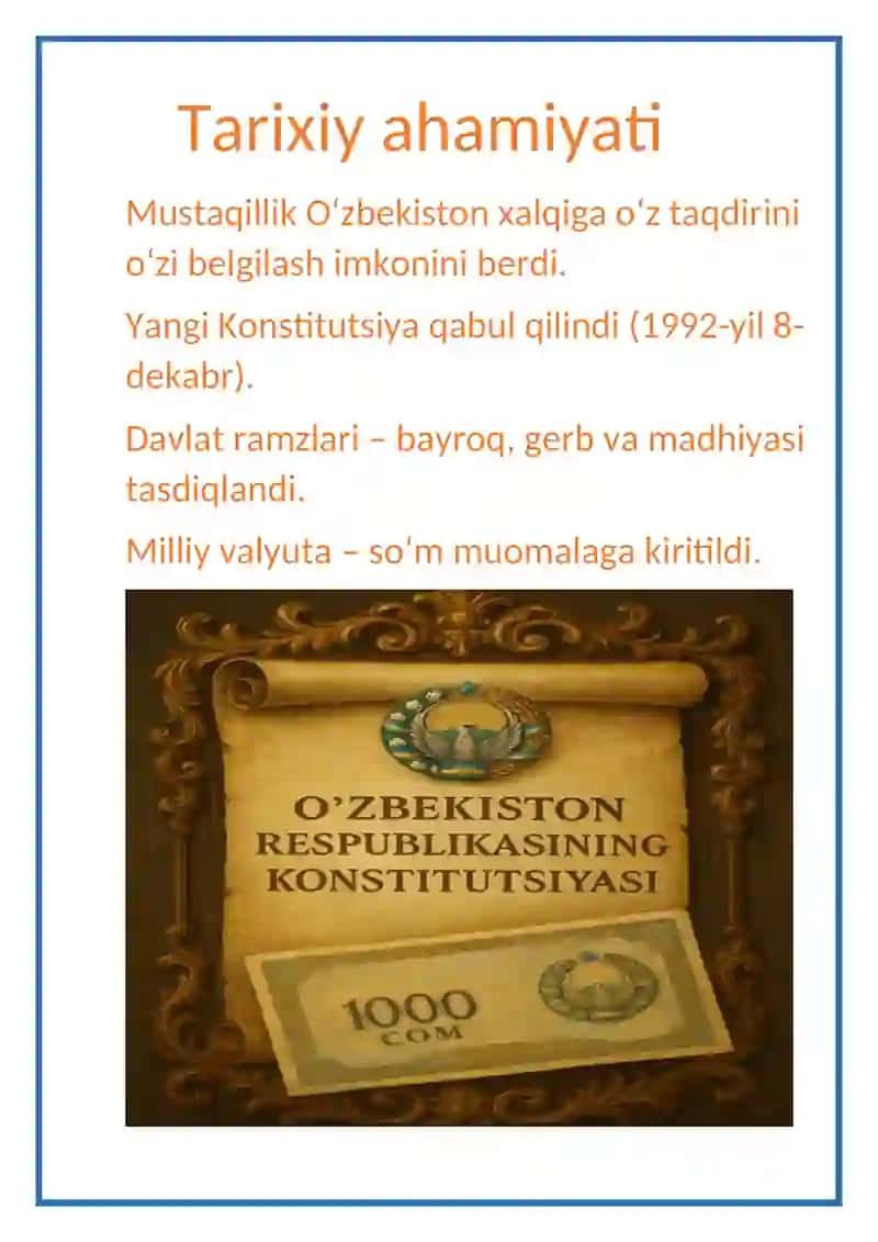 Oʻzbekiston Respublikasi Tarixi 4