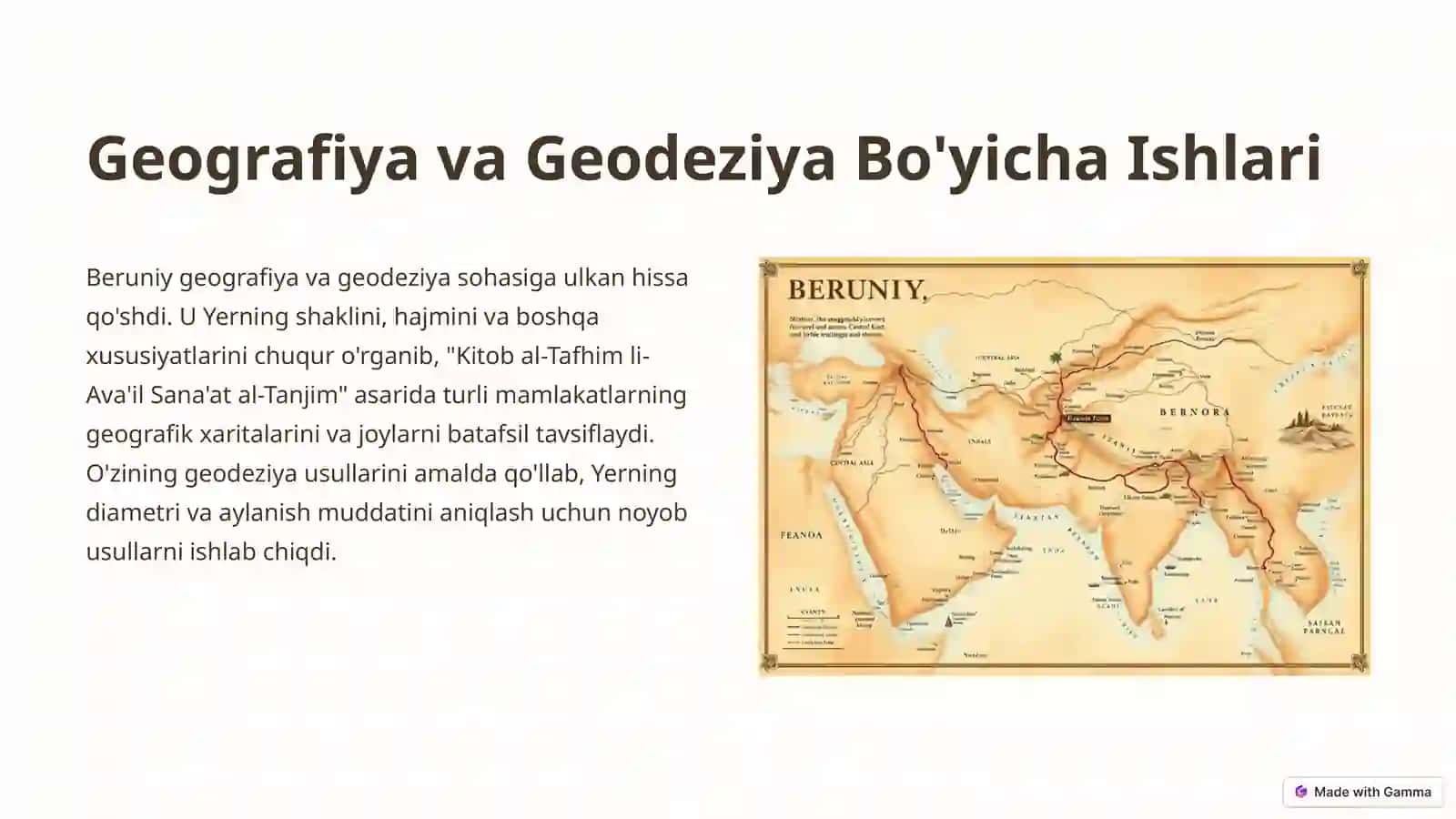 Abu Rayxon Beruniy: Jahon Ilm-Faniga Qo'shgan Hissasi 4
