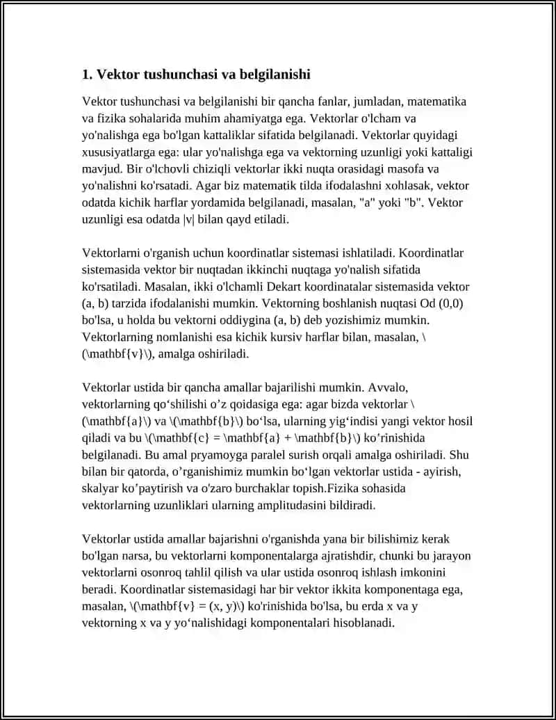 VEKTORLAR USTIDA AMALLAR 4