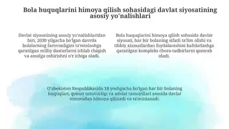 Bola huquqlarini himoya qilish bo'yicha davlat siyosati 4