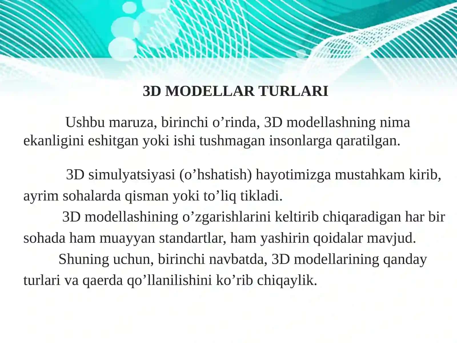 3D modellashtirish asoslari 4