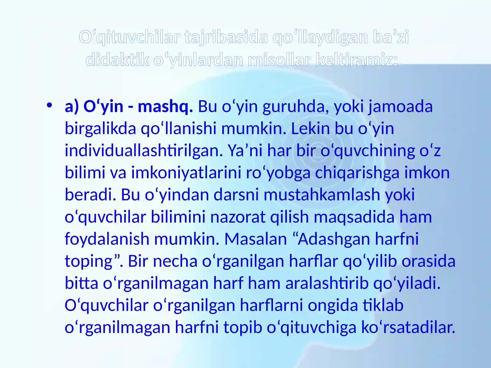 Ona tili darslarida didaktik o`yinlardan foydalanish 4