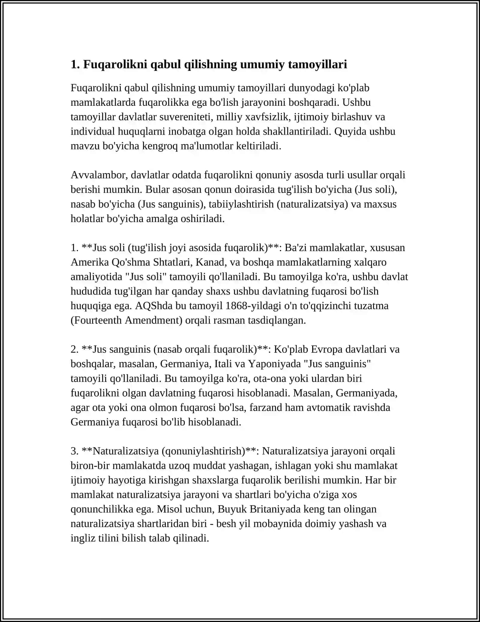 OZBEKISTON RESPUBLIKASI FUQAROLIGI QABUL QILISH CHIQARISH VA MAHRUM QILISH 4