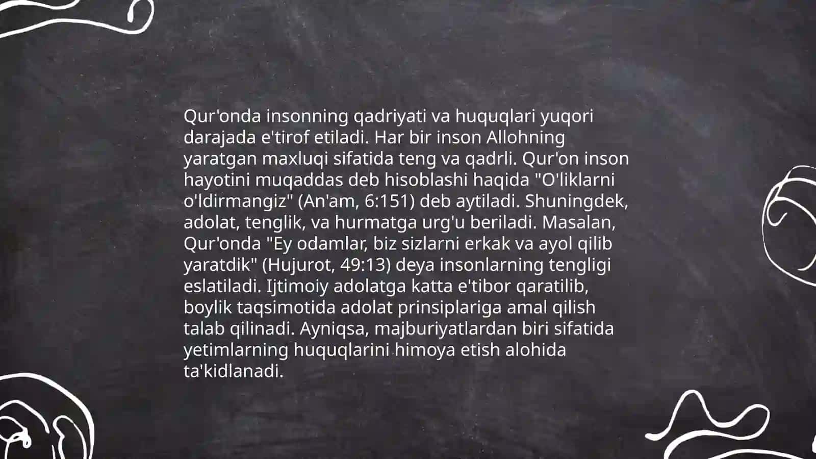 Islomda inson xuquqlari himoyasi, ijtimoiy tenglik, Adolat va tolerantlik 4