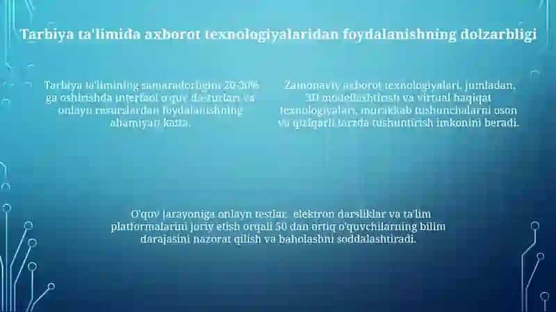 Tarbiya fanini o‘qitishda axborot texnologiyalaridan foydalanish 4