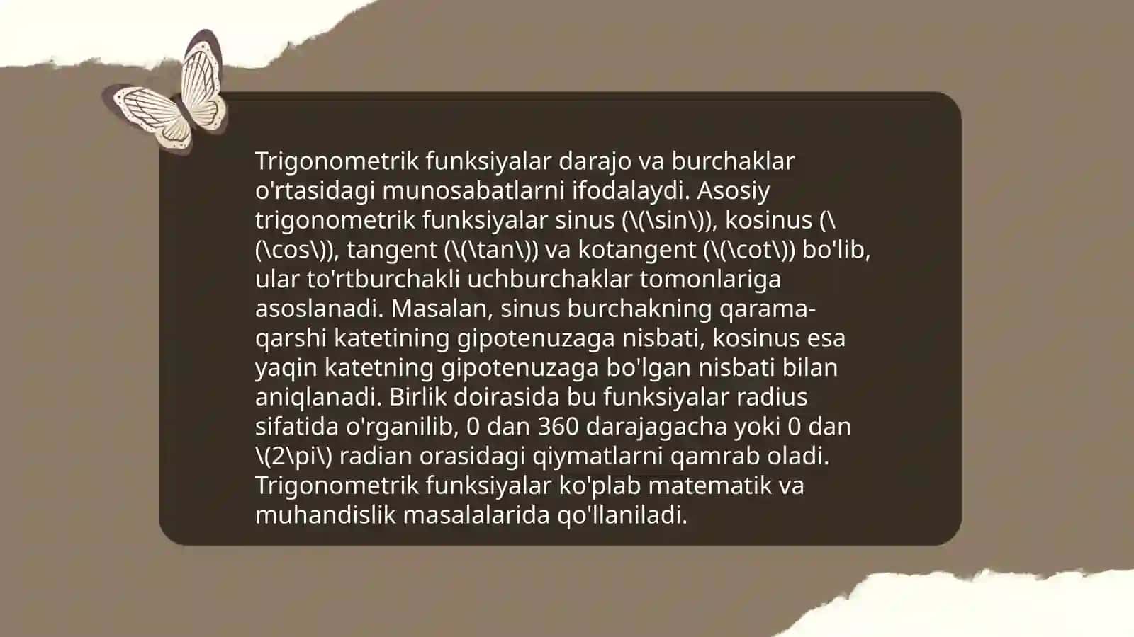 Kompleks sonning triganametrik ma'nosi 4