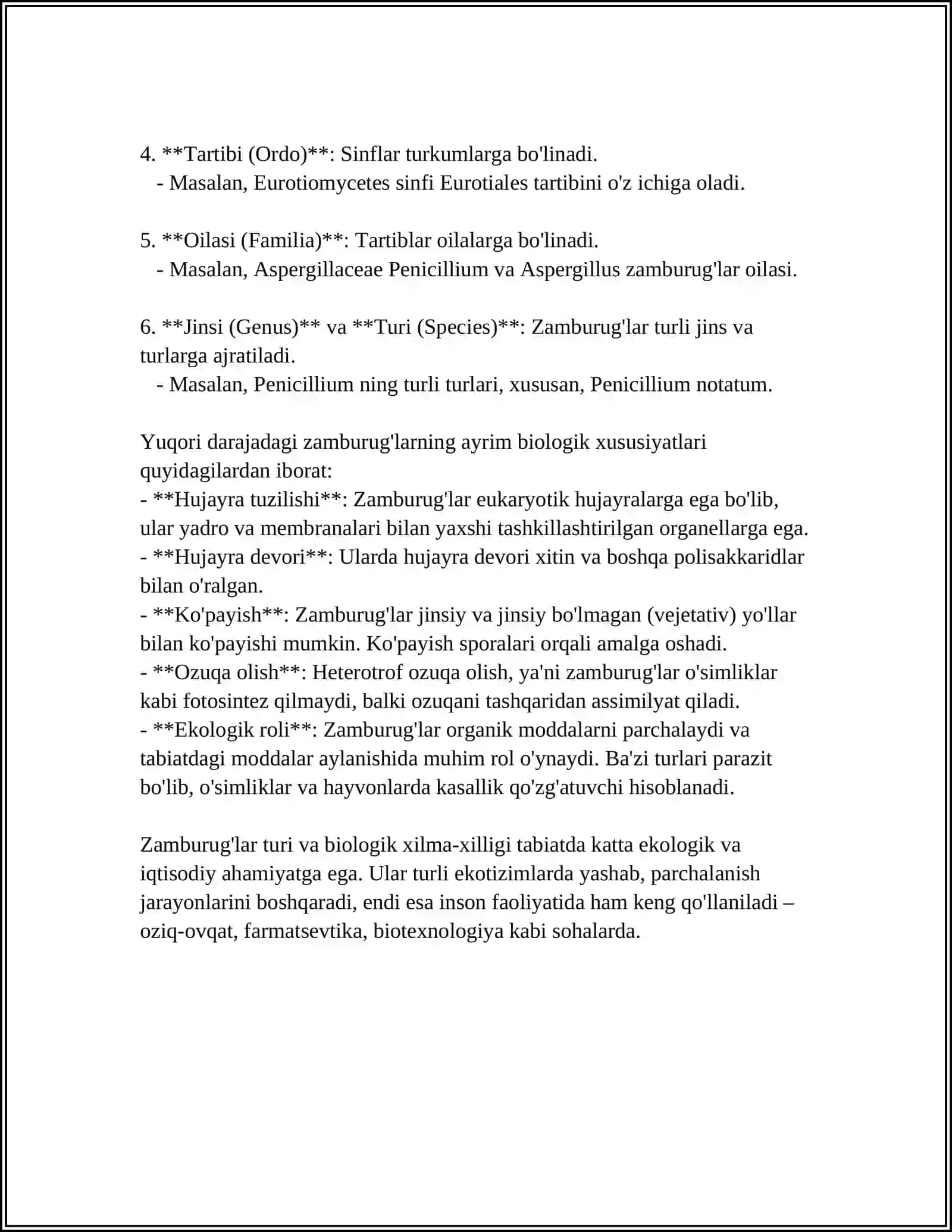 Zamburug'larning biologik klassifikatsiyasi 4