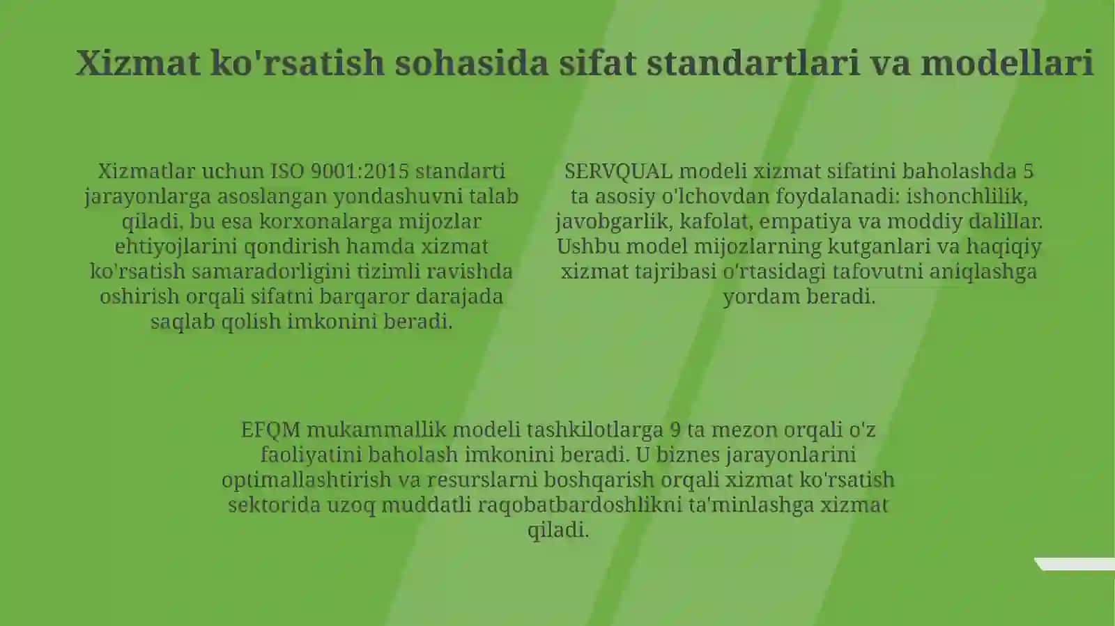 Xizmat kórsatish sohalarida sifat menijmenti tizimining ahamiyati 4