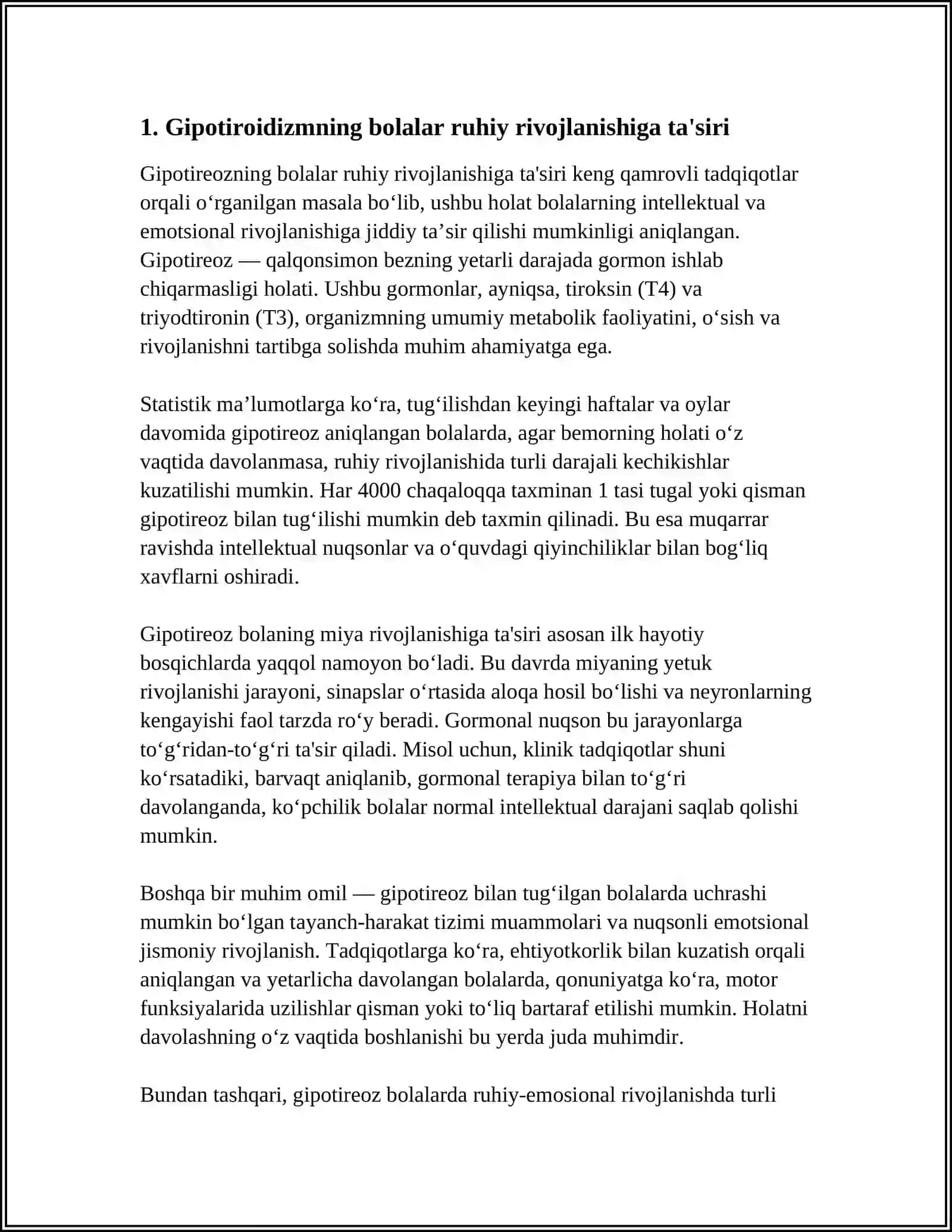 GIPOTIREOZ UNI BOLALARDA NERV RUHIY RIVOJLANISHIDAGI AHAMIYATI 4