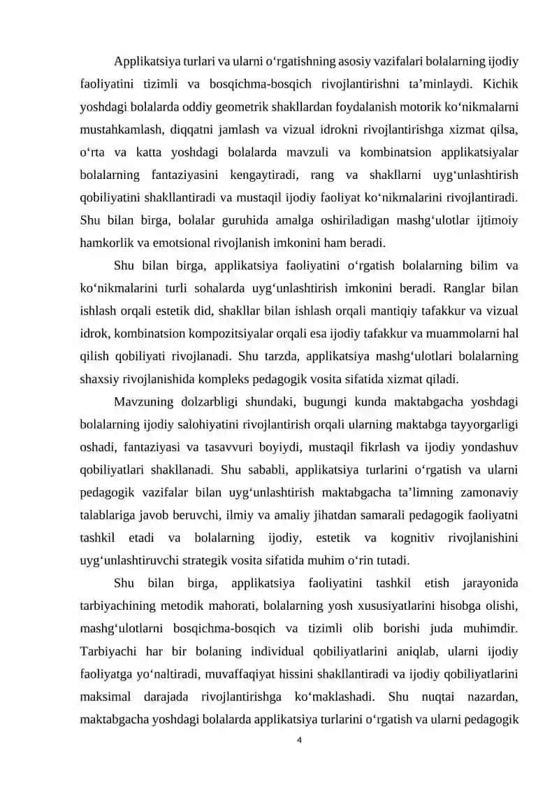Maktabgacha yoshdagi bolalarda applikatsiya turlari va ularni o’rgatishning asosiy vazifalari 4