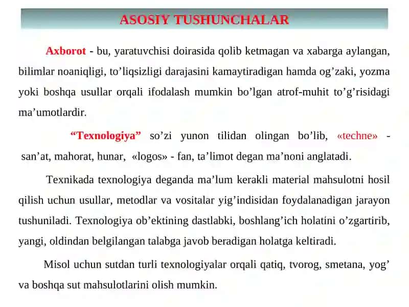 TEXNIK TIZIMLARDA AXBOROT TEXNOLOGIYALARI FANIGA KIRISH 4
