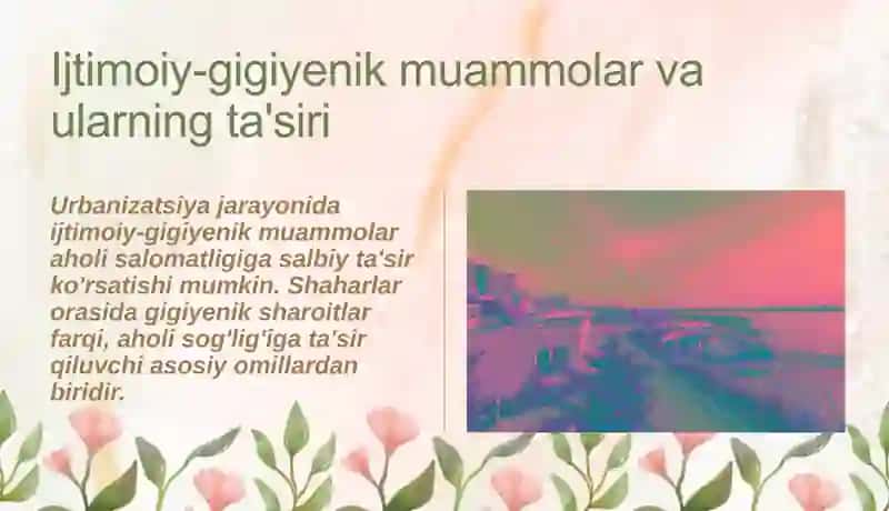 Gigiyenik talablar va urbanizatsiya 4