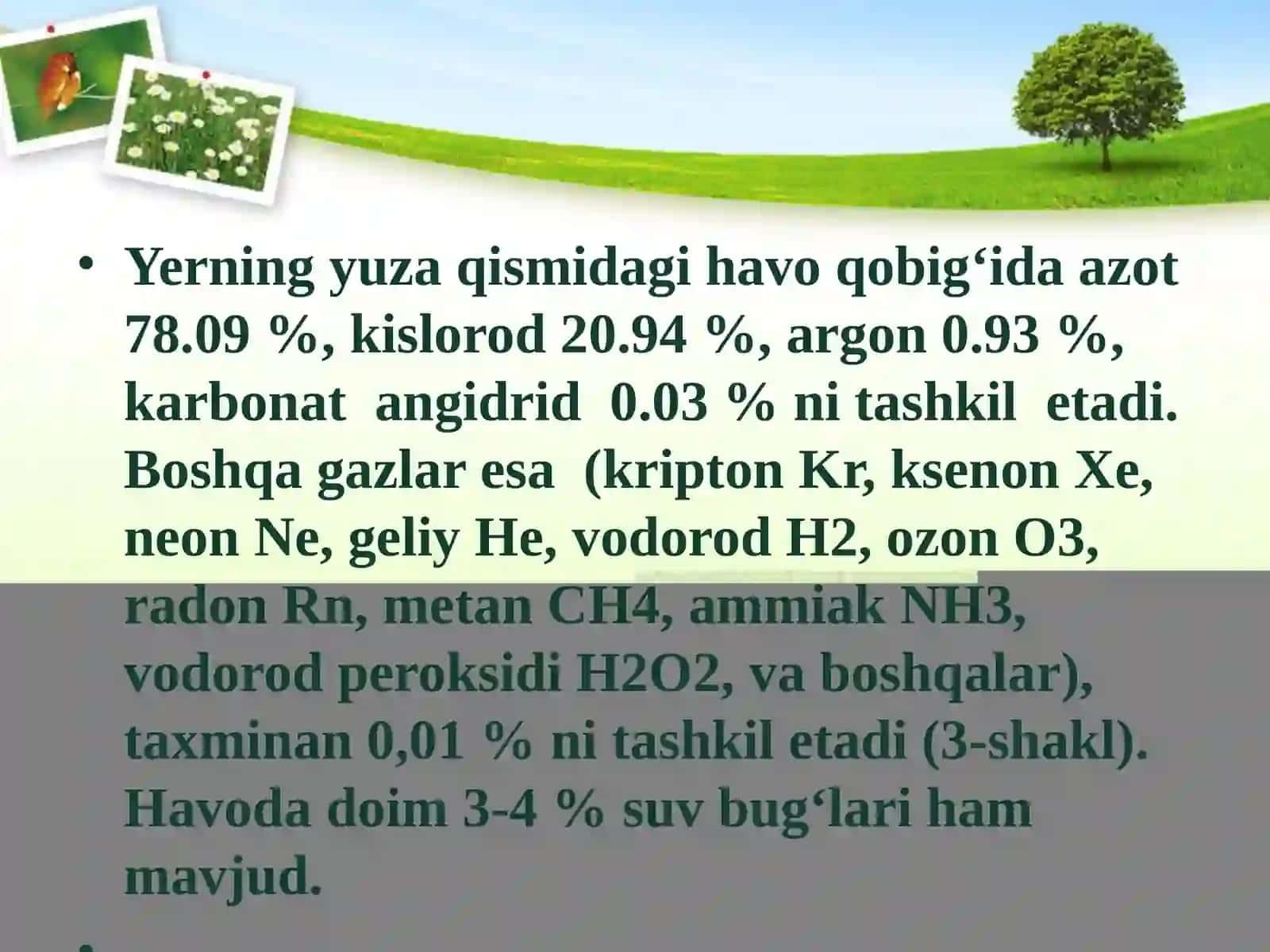 ATMOSFERANING TARKIBI, TUZILISHI VA AHAMIYATI, HAVO QOBIG’INING IFLOSLANISH MANBALARI 4
