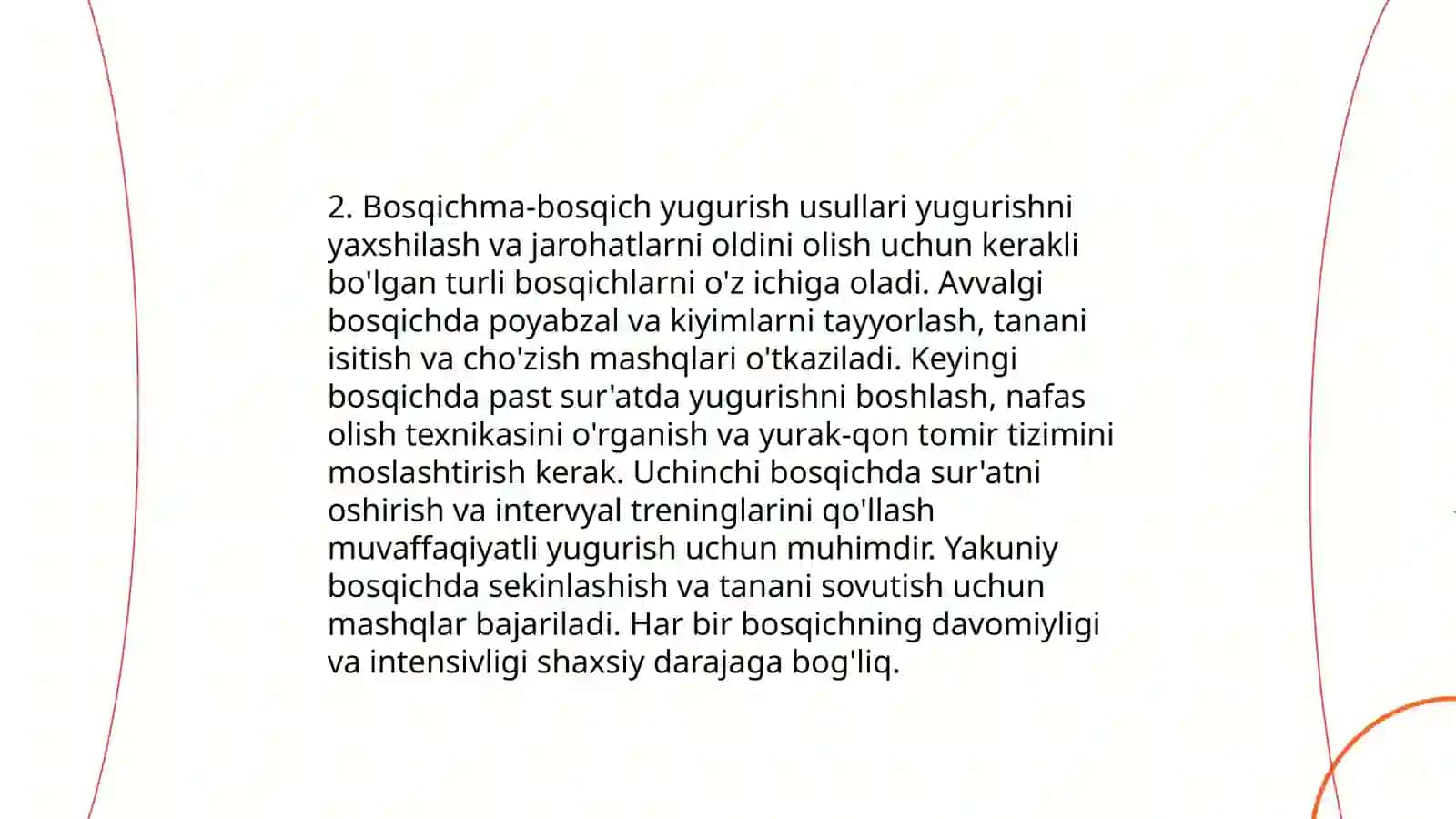 Yengil atletika: oʻrta masofaga yugurish texnikasini oʻrgatish 4