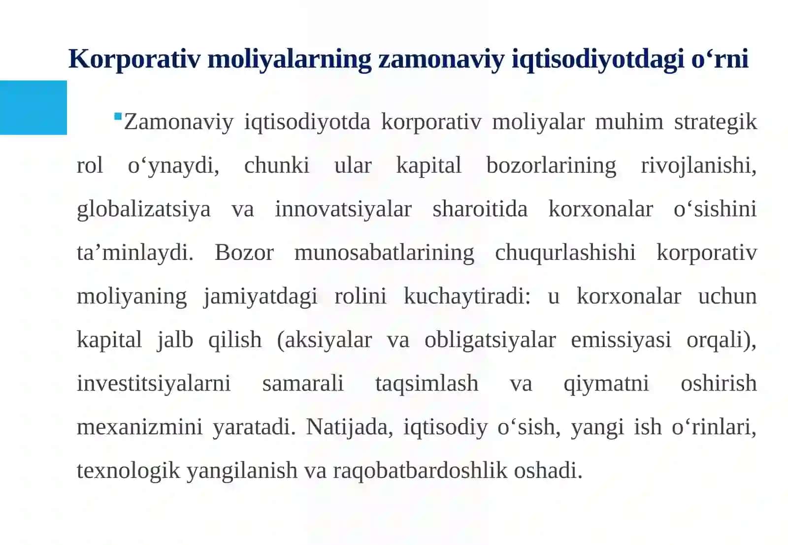 Korporativ moliyalar 4