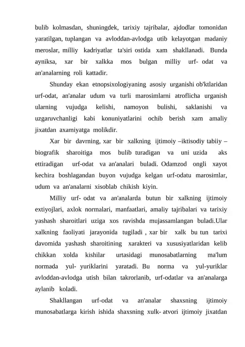 MAMLAKAT AHOLISINING TILI URF-ODATLAR VA AN'ANALARNING HURMAT QILINISHI 4