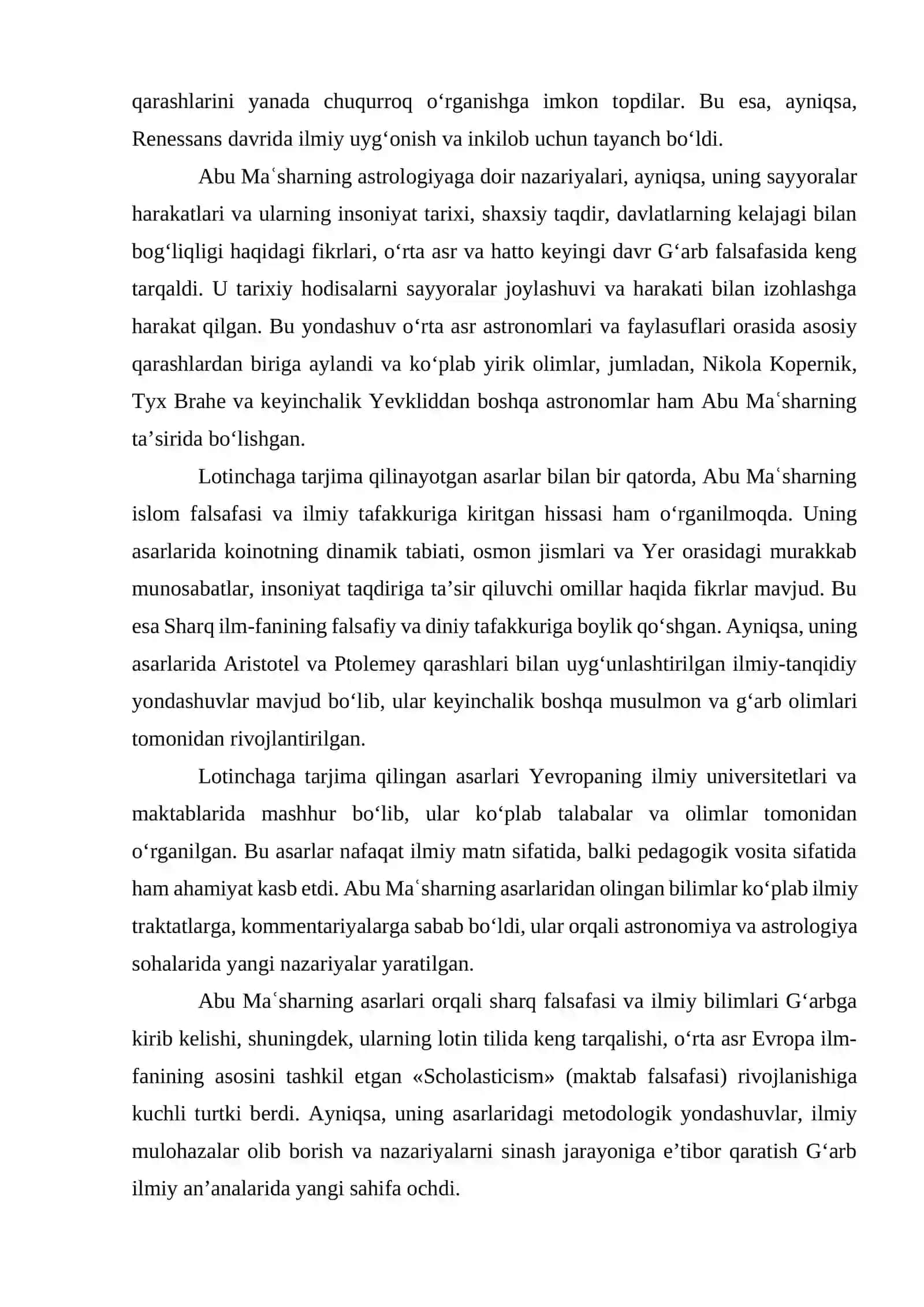 ABU MASH’AR AL-BALXIYNING LOTINCHAGA TARJIMA QILINGAN ASARLARI VA ULARNING FAN TARIXIDAGI AHAMIYATI 4