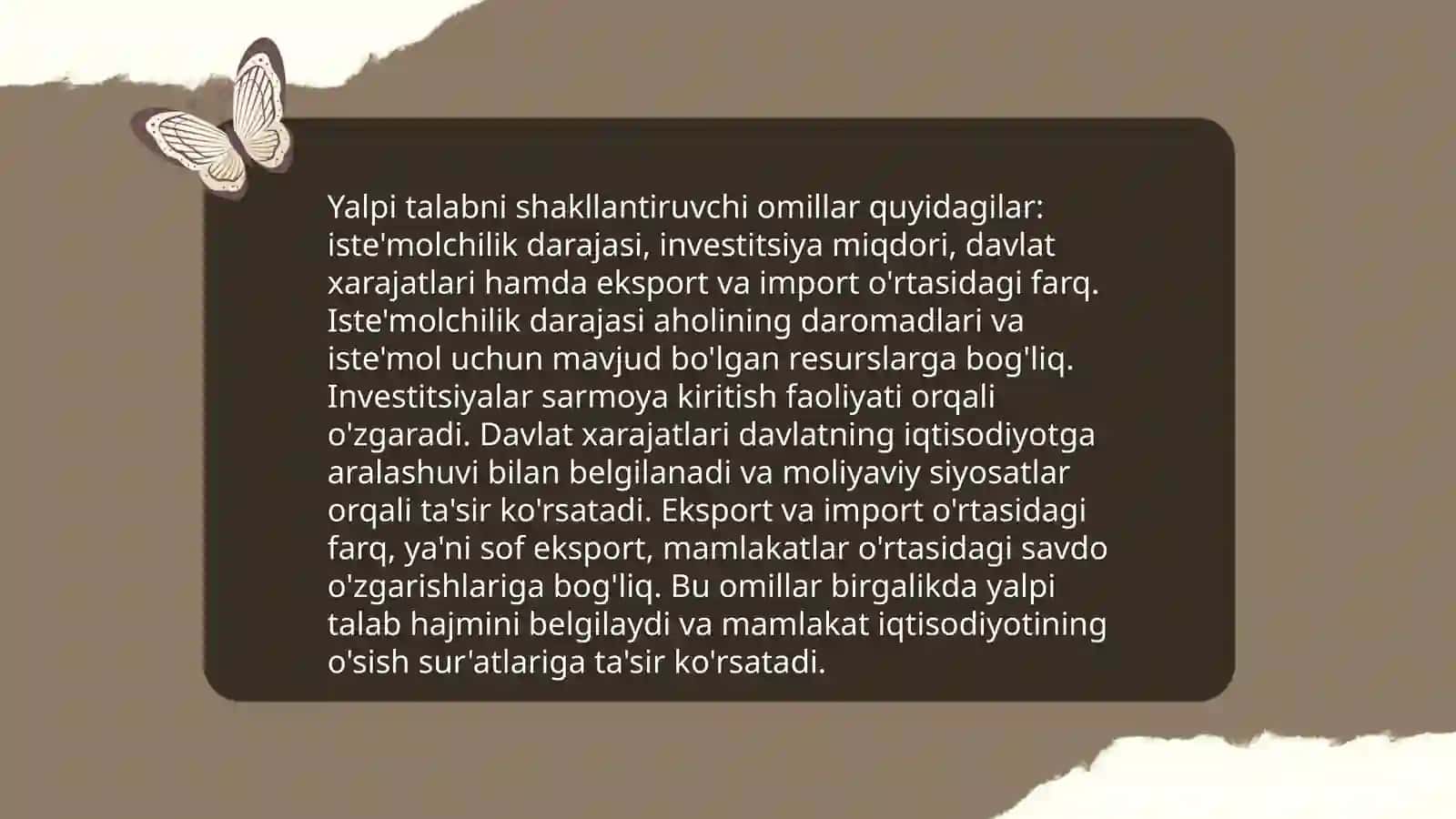 Yalpi talab va yalpi taklif modeli asosida mamlakatimiz iqtisodiyotini tahlil qilish 4
