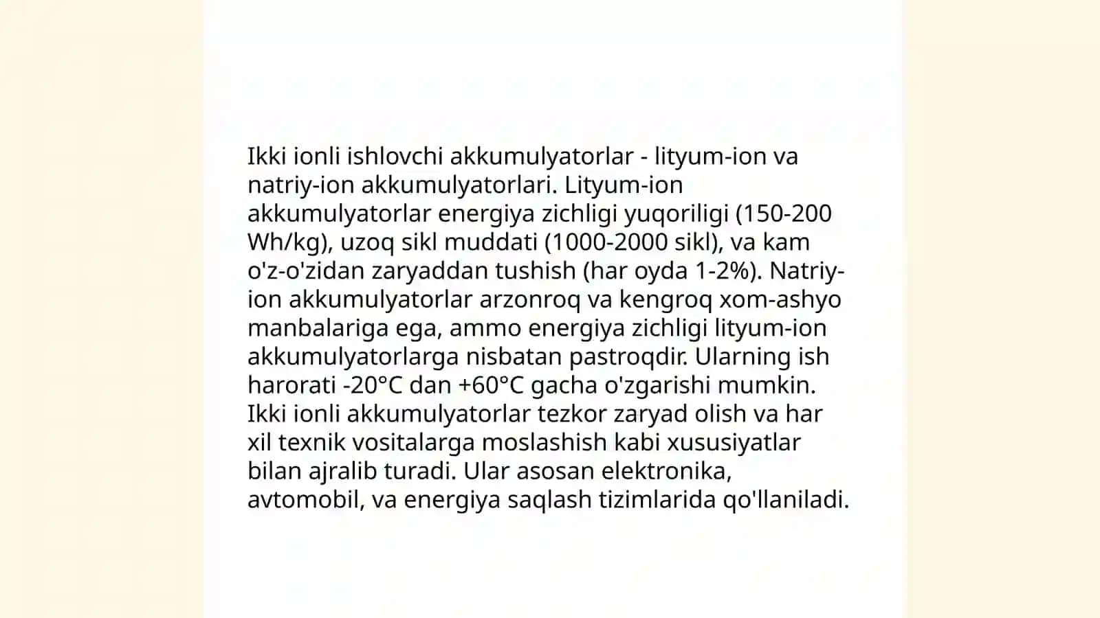 Ion tashib va ion tashimasdan ishlaydigan akumulyatorlar va ularning ishlash prensiplari 4