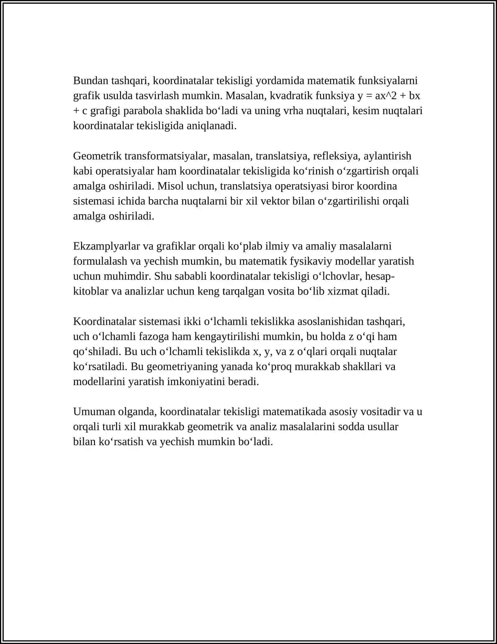 KOORDINATALI TUSHISH USULI 4