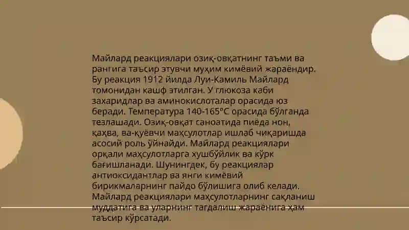 Mellanoidinlar hosil boʻlish reaksiyalari 4