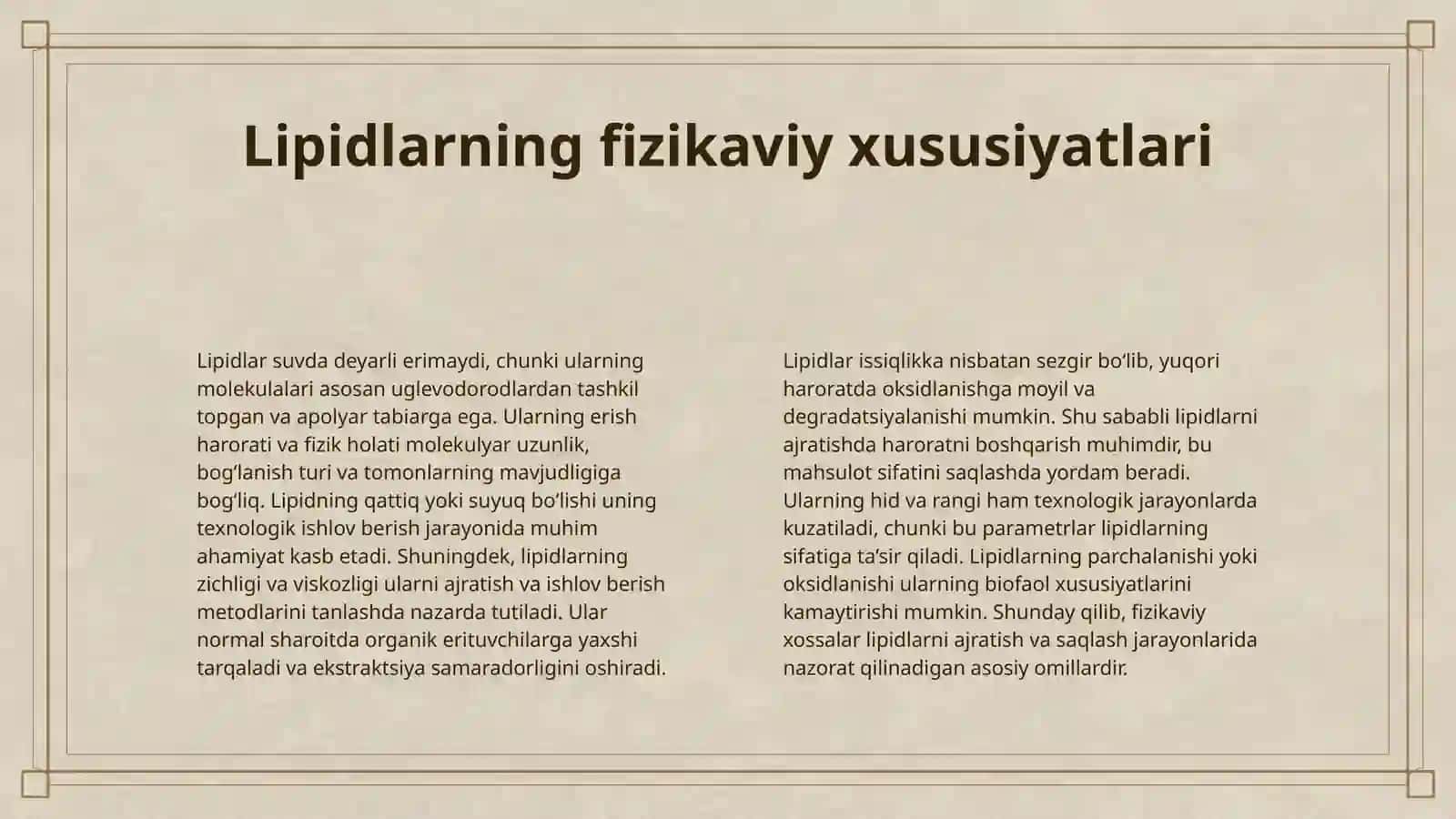 LIPIDLARNI AJRATIB OLISH TEXNOLOGIYASINI O‘RGANISH 4